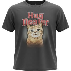 DOM Hug Dealer Cat Graphic Tee Mens XL Black Cotton Short Sleeve T-Shirt